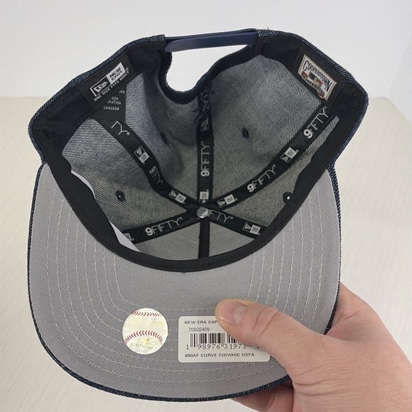 Chicago White Sox New Era 9Fifty A-Frame SnapBack Hat Denim Rose 2005 WS Patch - Picture 6 of 7